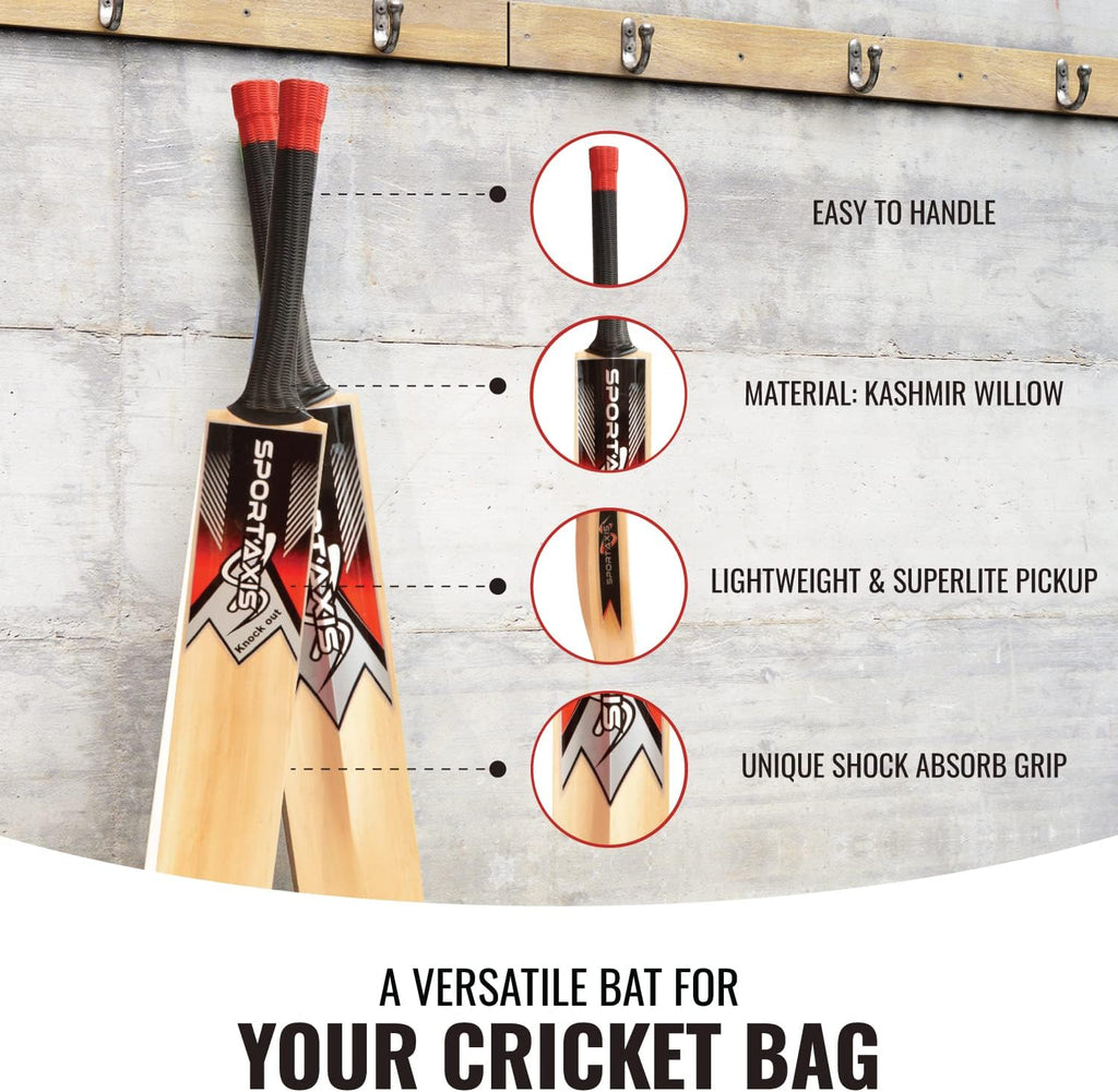 Wooden Kashmir Willow Cricket Bat with Foam-Padded Bag W2153