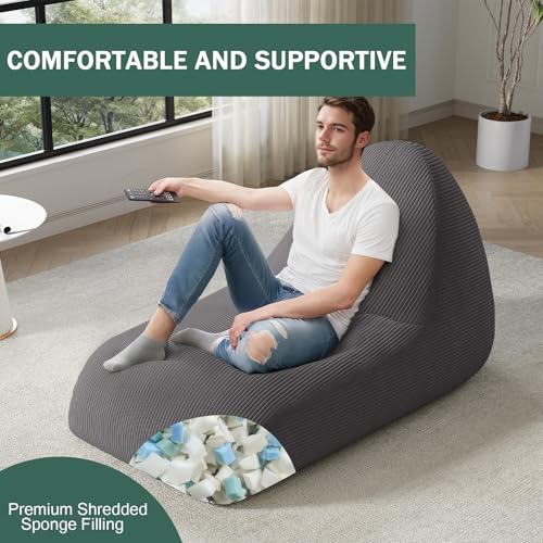Unicorn Bean Bag Chair for Kids with Filler, Corduroy Floor Lounger, Pink W9694