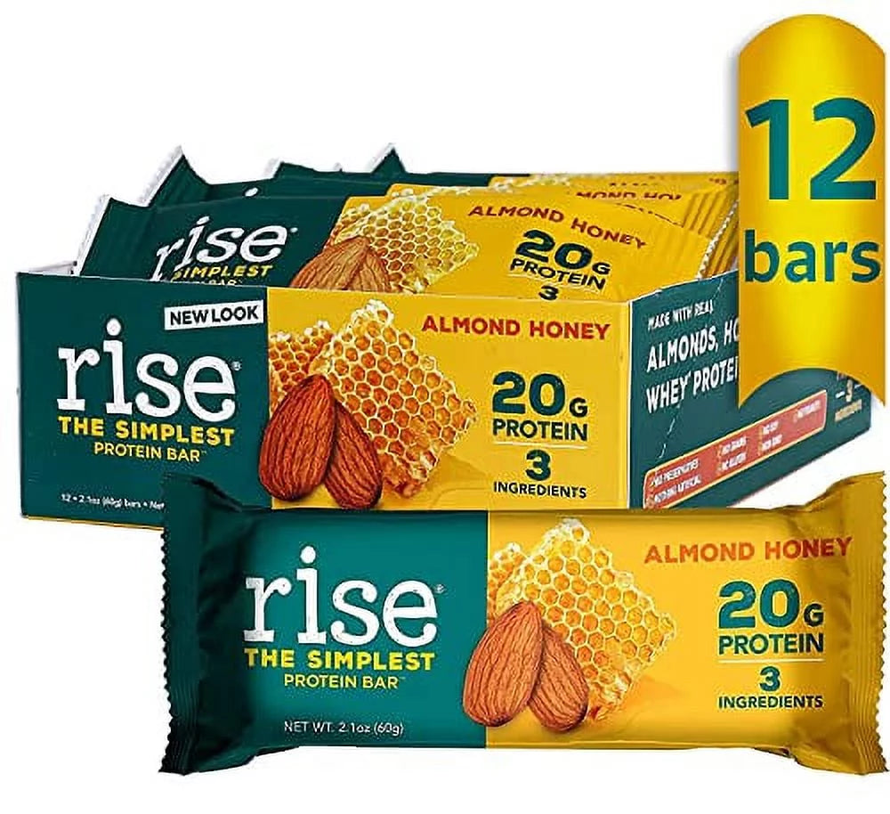 Almond Honey Protein Bars, 20g Protein, Gluten-Free, 12 Pack V8686