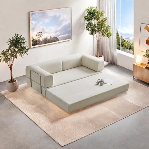 Foldable Floor Sofa Bed with Pillow Back and Armrest, Dark Gray S29408