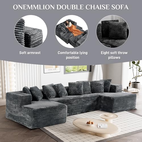 Modular Sectional Sofa with Chaise Lounge, Corduroy Memory Foam, Black Z82307