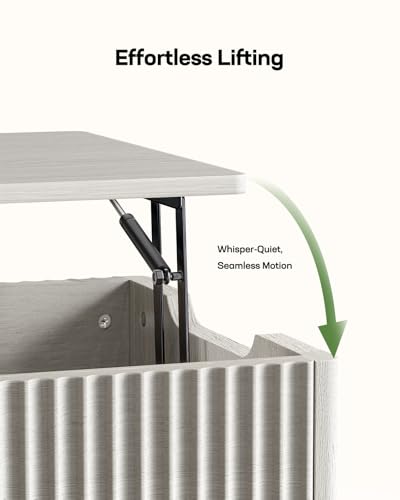 Lift Top Coffee Table with Open and Hidden Storage, Modern Fluted Design S200567