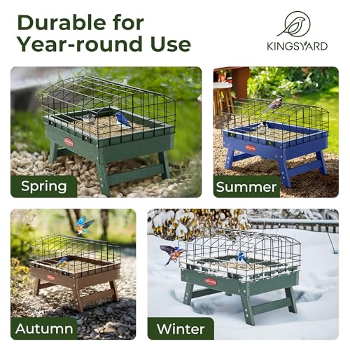Squirrel Proof Bird Feeder for Outdoors, Recycled Plastic Platform, Metal Caged, 5 LBS U170