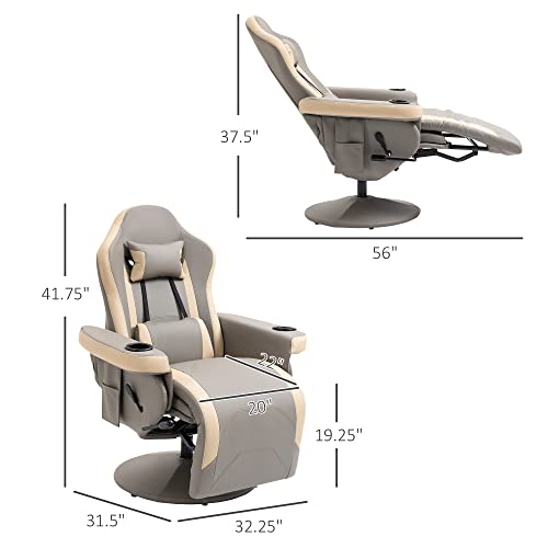 Manual Recliner Armchair PU Leather with Adjustable Leg Rest A176594