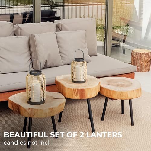 Natural Rattan Boho Lanterns Handcrafted Home Decor for Indoor Outdoor Living Room Patio O5290