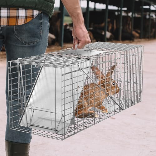 Live Animal Cage Trap 32" Steel Catch Release Humane Rodent Cage V922444