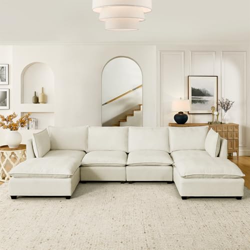 Modular Sectional Sofa with Ottoman, U-Shaped Lounge Couch H930