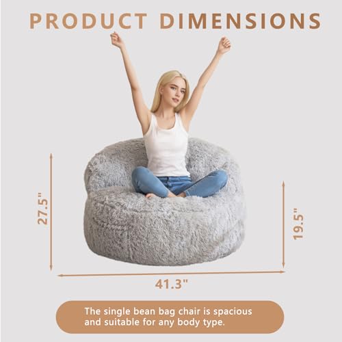 Giant Faux Fur Bean Bag Chair for Adults with Filler T74545