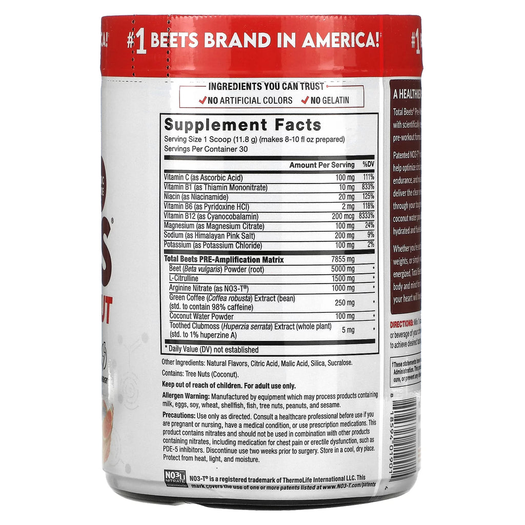 Beet Root Pre-Workout Powder for Energy, Endurance, and Blood Flow, Watermelon, 30 Servings F751062