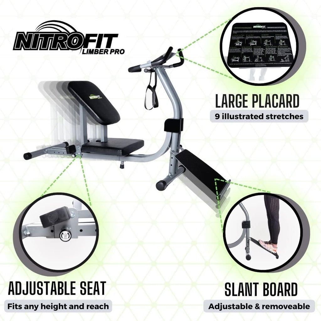Full Body Stretching Machine with Adjustable Sliding Seat and Slant Board for Flexibility and Back Pain Relief N741418