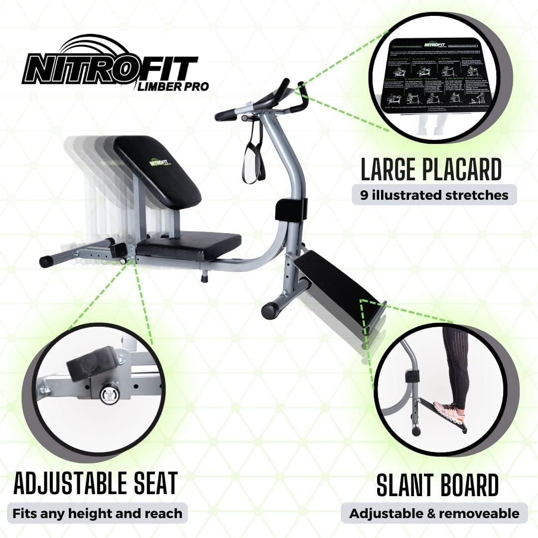 Full Body Stretching Machine with Adjustable Sliding Seat and Slant Board for Flexibility and Back Pain Relief N741418