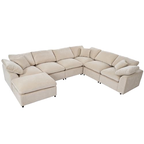 Modular Sectional Sofa with Ottoman, U-Shaped Lounge Couch H930
