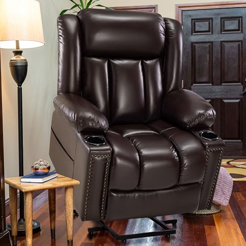 Power Lift Recliner Chair for Elderly with Heat and Massage, Adjustable Positions, Dark Brown P618617