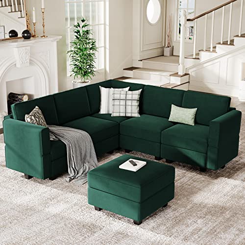 Modular Velvet Sectional Sofa with Chaise Lounge and Storage X4138