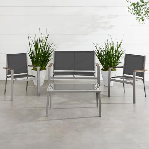 Outdoor Textilene Patio Conversation Set with Loveseat and Coffee Table V736