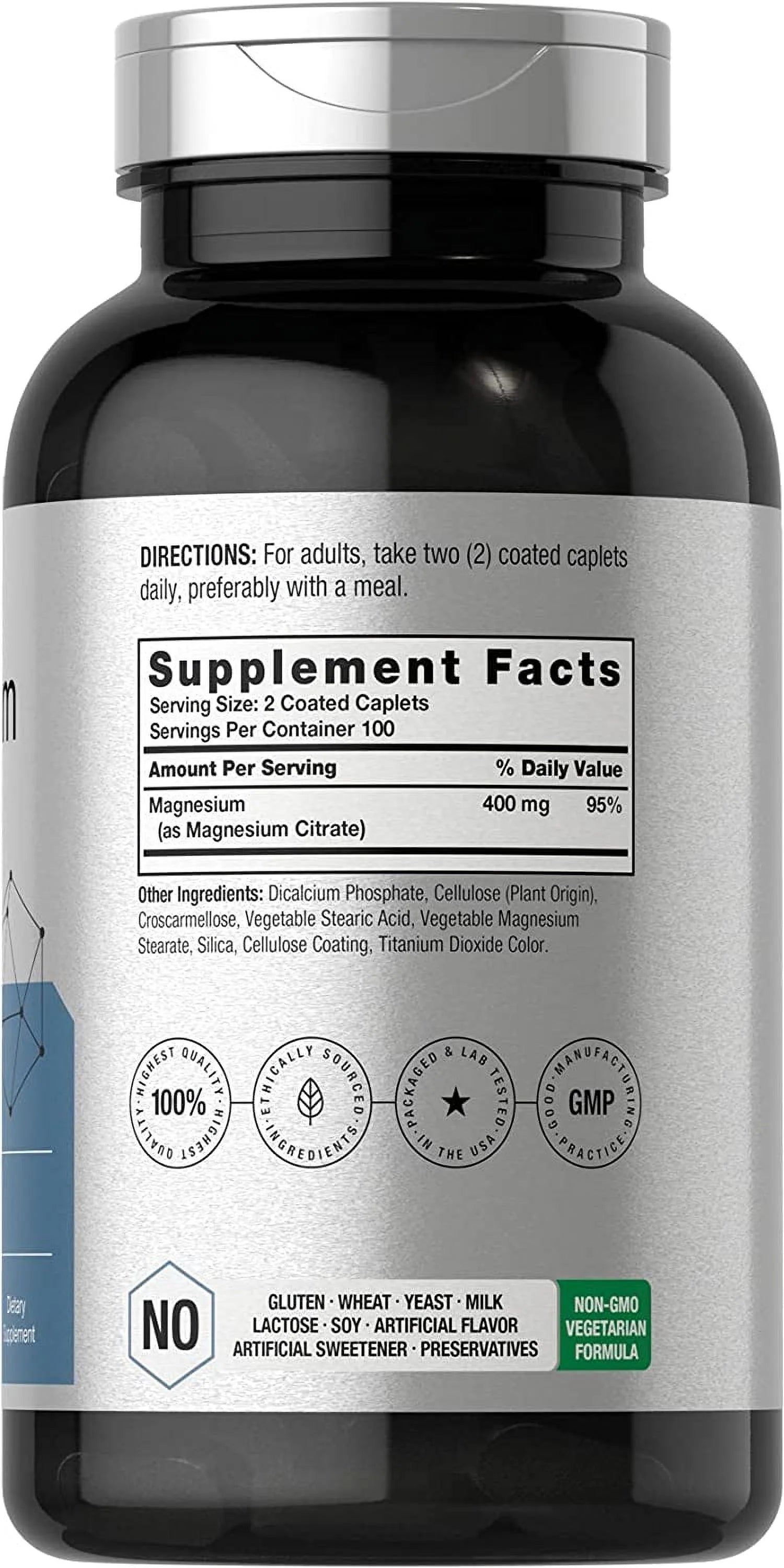 Magnesium Citrate 400mg Caplets, Vegetarian Formula T34788