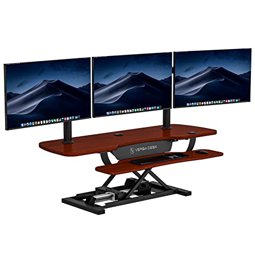 Electric Standing Desk Converter, Height Adjustable Sit to Stand Riser, Dual Monitor Workstation, Black Z74939