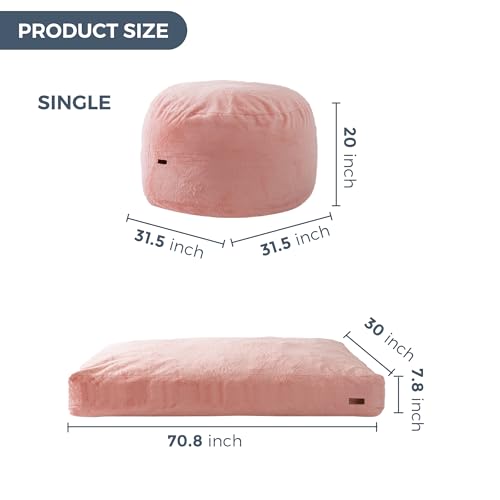 Giant Bean Bag Chair Bed for Adults, Convertible Floor Sofa Mattress R473823