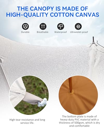 Canvas Bell Tent with 2 Stove Jacks for Family Camping H997845
