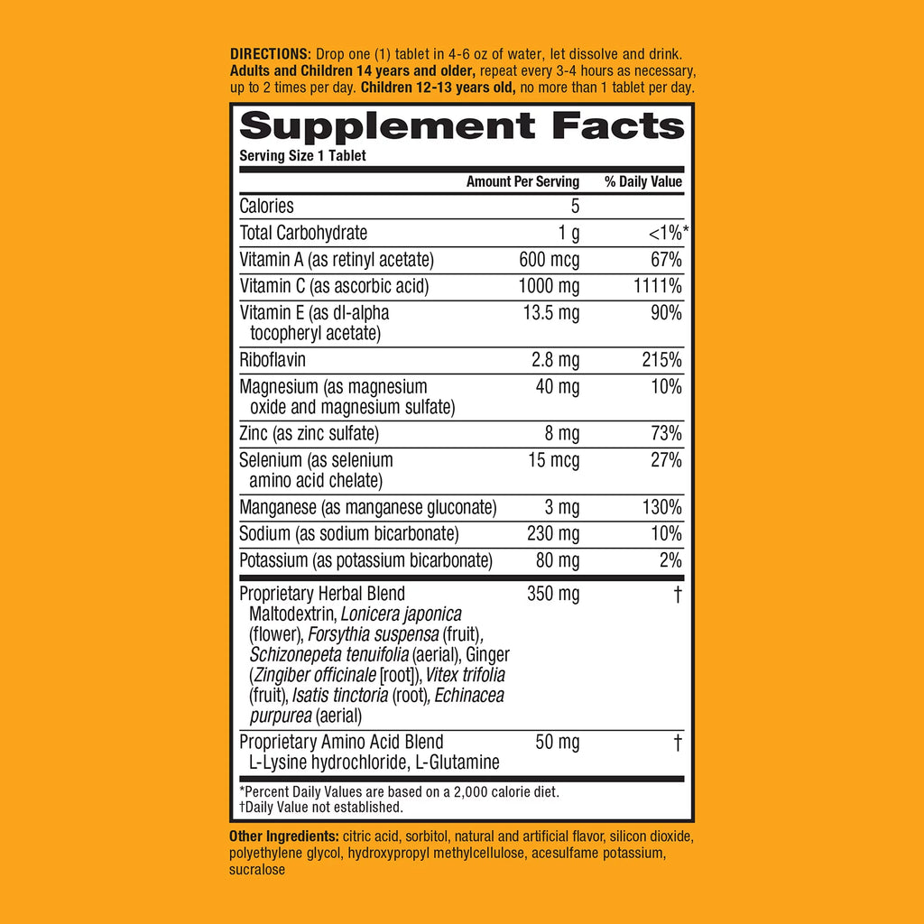 Vitamin C with Zinc Effervescent Tablets, Immune Support, Orange Flavor D202055