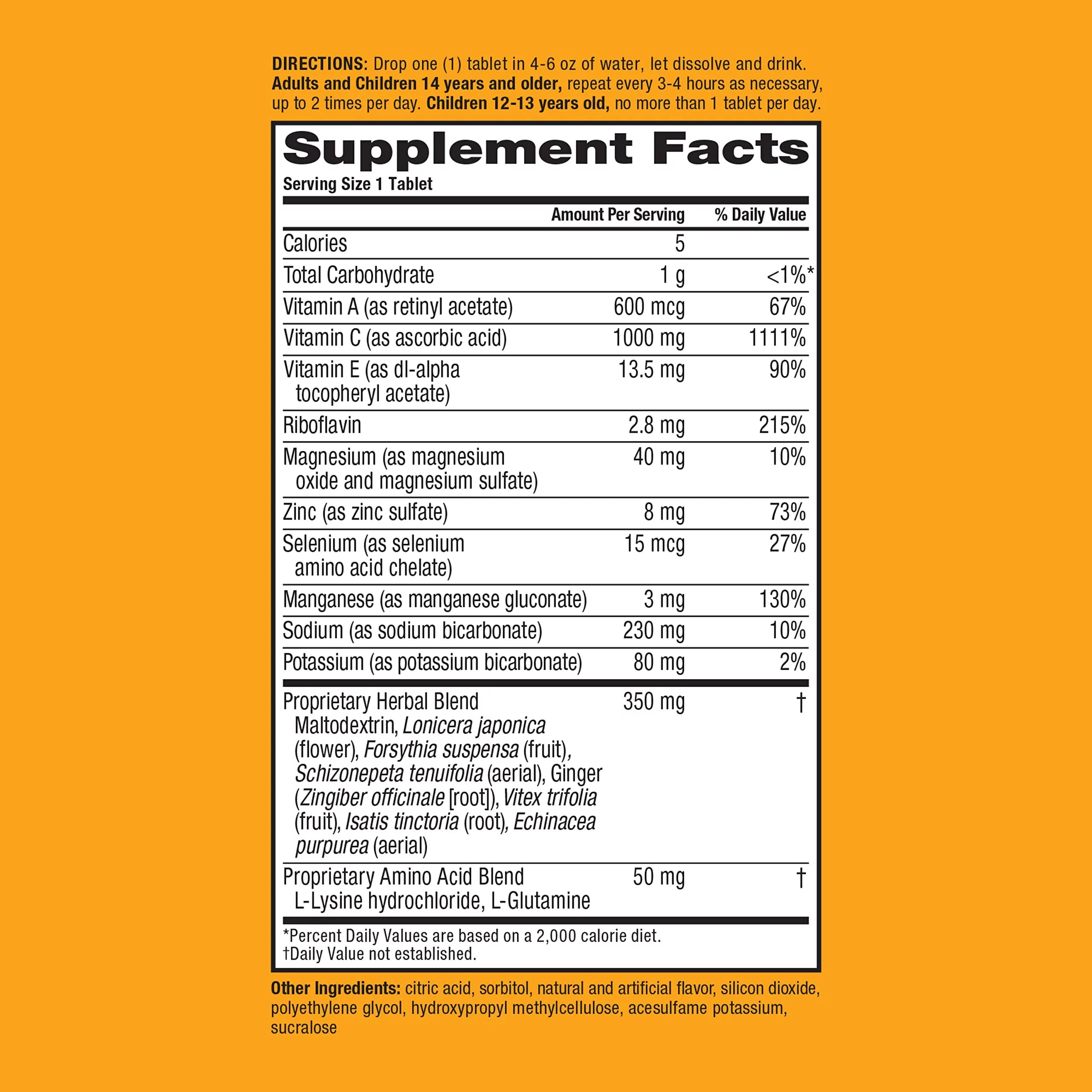 Vitamin C with Zinc Effervescent Tablets, Immune Support, Orange Flavor D202055