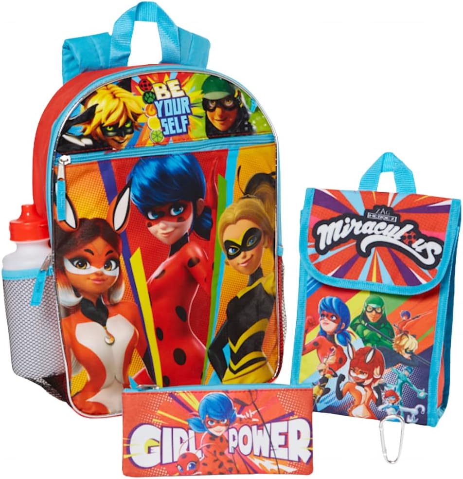 Girl Power Be Yourself Backpack Set for Girls, 16 inch with Lunch Bag & Pencil Case A29678