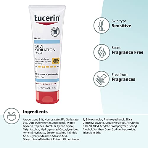 Daily Hydration Broad Spectrum SPF 30 Sunscreen Body Cream for Dry Skin, 8 Oz Tube (Pack of 2) T45561