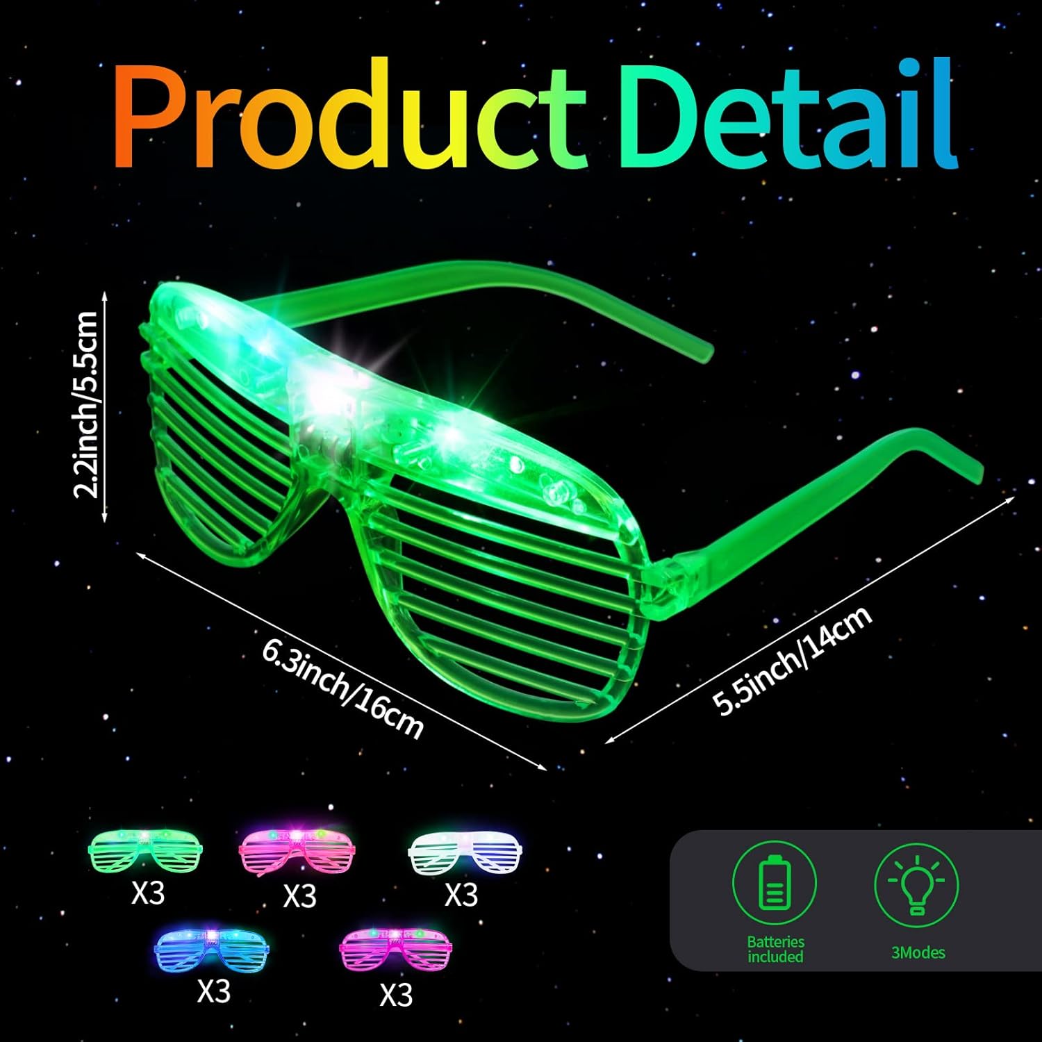 15 Pack Light Up LED Glasses for Kids Adults Party Favors X3283