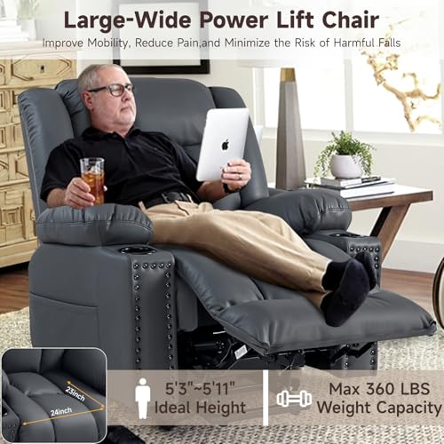 Power Lift Recliner Chair for Elderly with Heat and Massage, Adjustable Positions, Dark Brown P618617