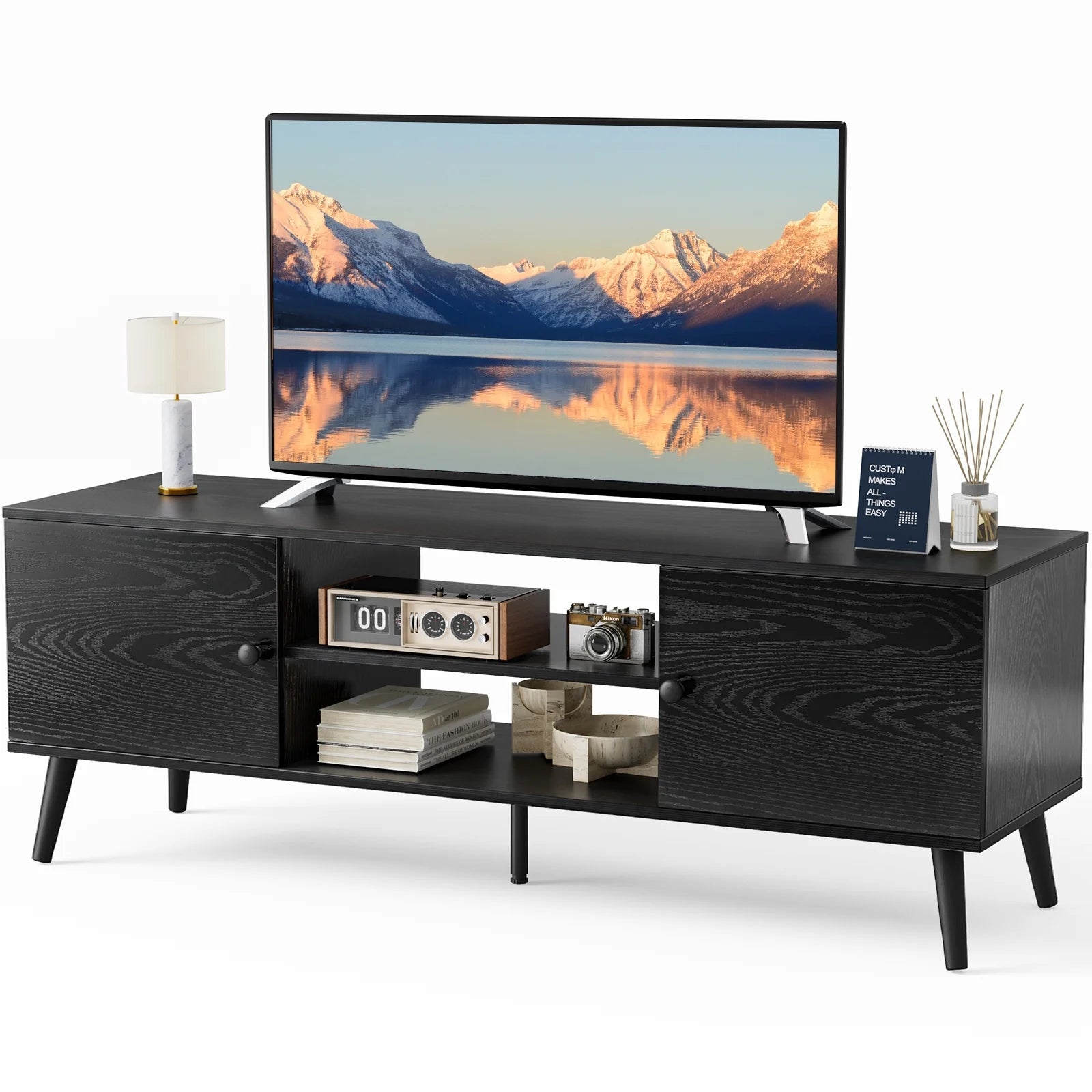 TV Stand Entertainment Center for TVs up to 65-inch, Black V62313