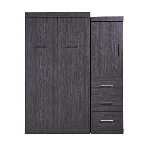 Twin Murphy Bed Wood Wall Bed Foldable into Cabinet I90167