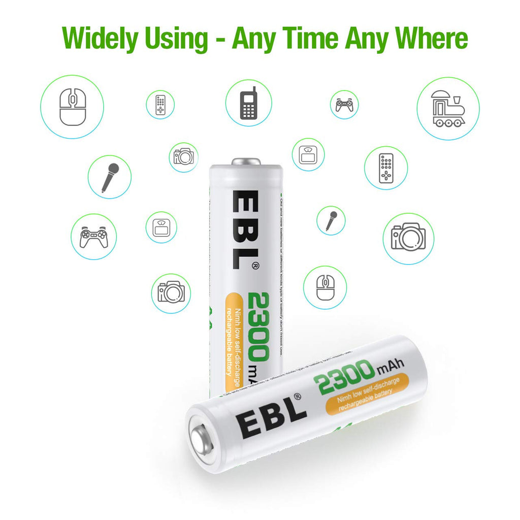 AA Rechargeable Batteries 2300mAh NiMH, Pack of 12 T1220