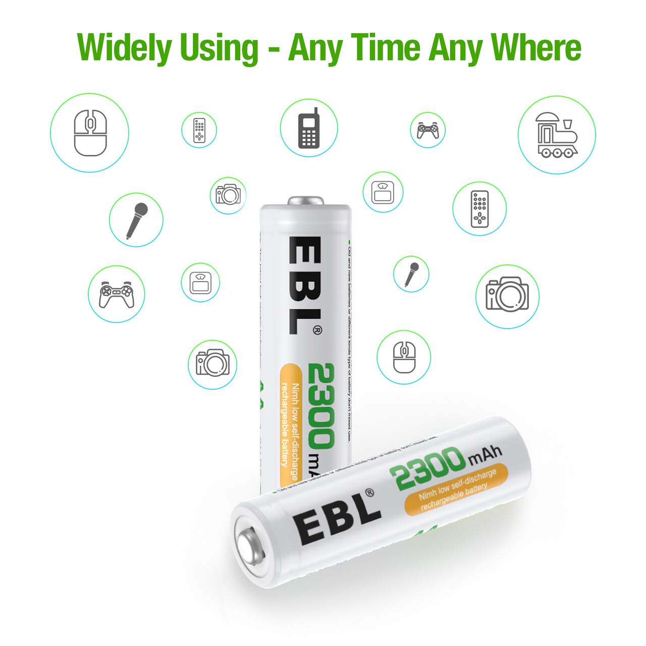 AA Rechargeable Batteries 2300mAh NiMH, Pack of 12 T1220