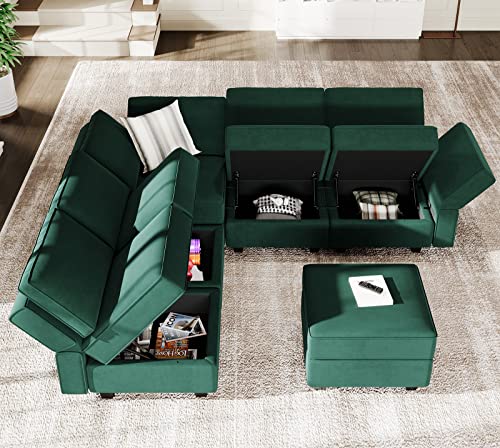 Modular Velvet Sectional Sofa with Chaise Lounge and Storage X4138