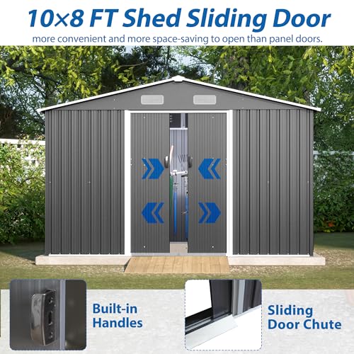 Outdoor Storage Shed, Heavy-Duty All-Weather Tool Shed with Lockable Doors C3585