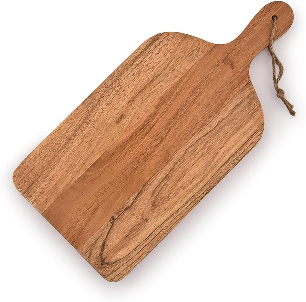 Acacia Wood Cutting Board with Handle for Kitchen, Cheese, and Serving A24355