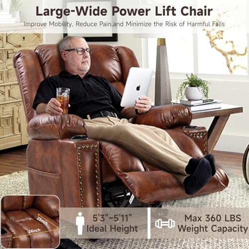 Power Lift Recliner Chair for Elderly with Heat and Massage, Adjustable Positions, Dark Brown P618617