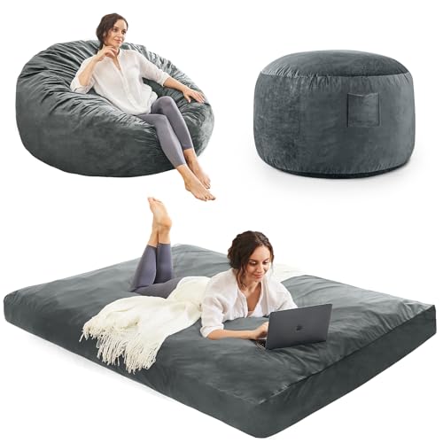 Giant Bean Bag Chair Convertible Bed with Microfiber Cover X2136