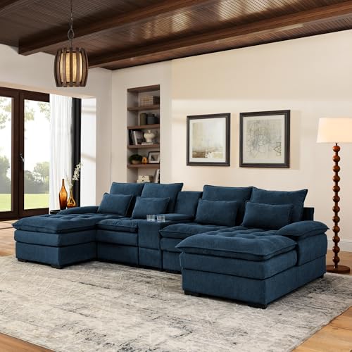 Modular Sectional Sofa with Ottoman, U-Shaped Lounge Couch H930