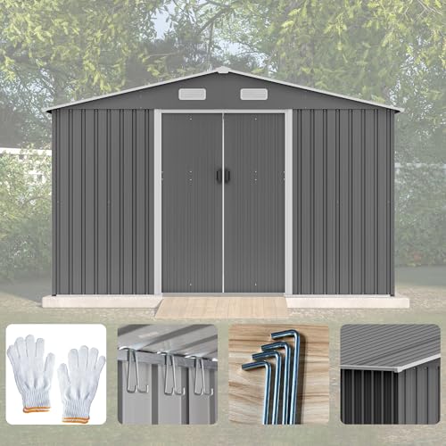 Outdoor Storage Shed, Heavy-Duty All-Weather Tool Shed with Lockable Doors C3585