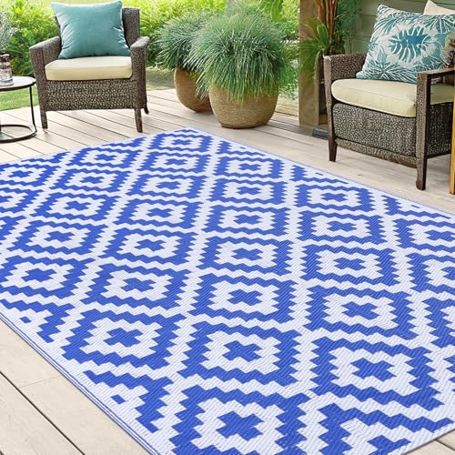 Waterproof Outdoor Rug 5x8 ft, Reversible Plastic Straw Patio Mat Z2613