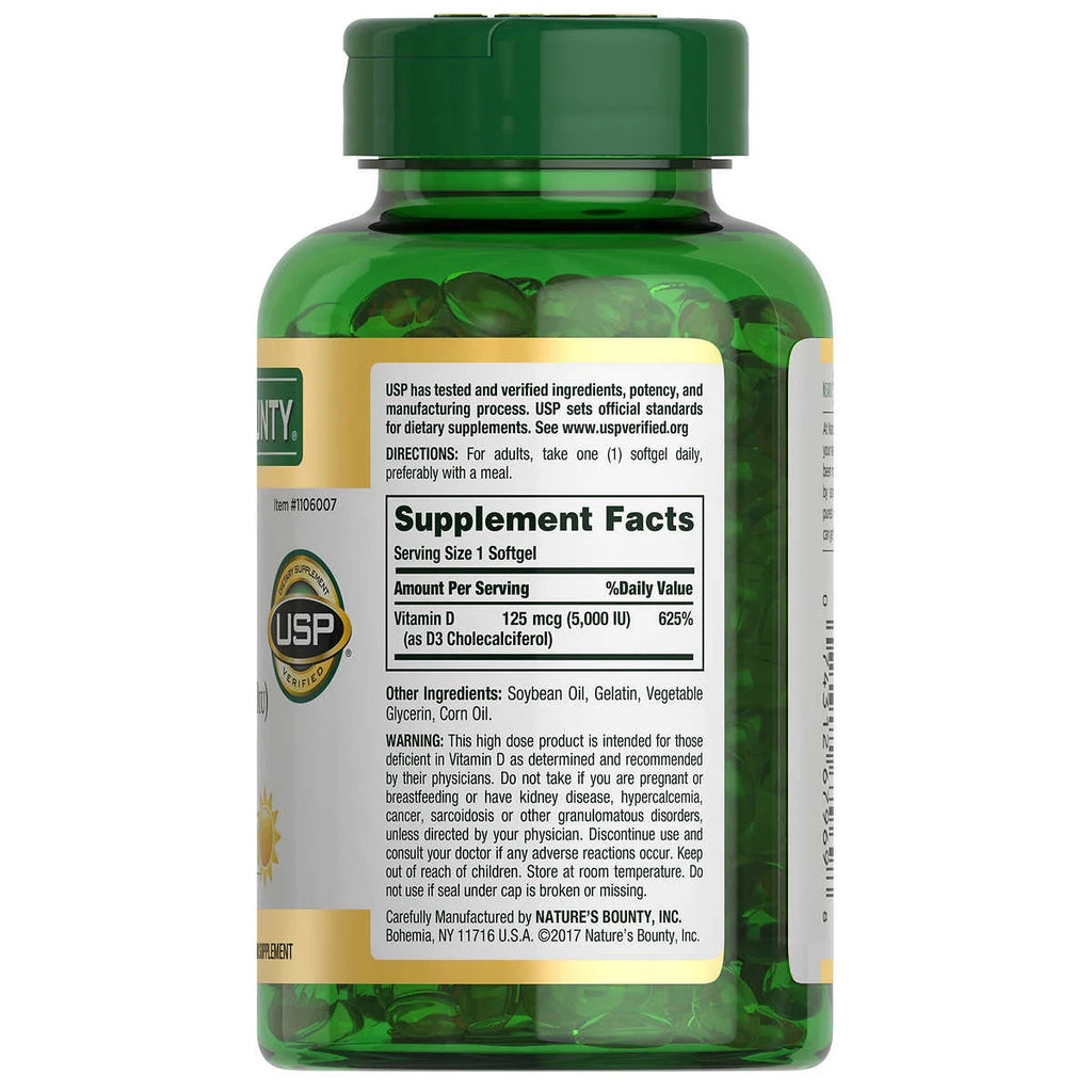 Vitamin D3 125 mcg, 400 Softgels, 2 Pack U645