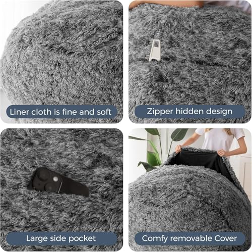 Giant Bean Bag Chair Bed for Adults, Convertible Floor Sofa Mattress R473823