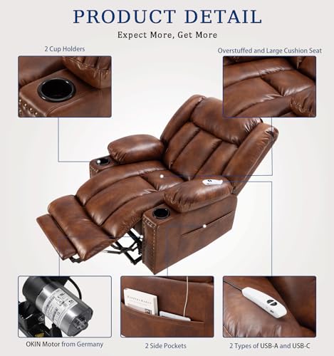 Power Lift Recliner Chair for Elderly with Heat and Massage, Adjustable Positions, Dark Brown P618617