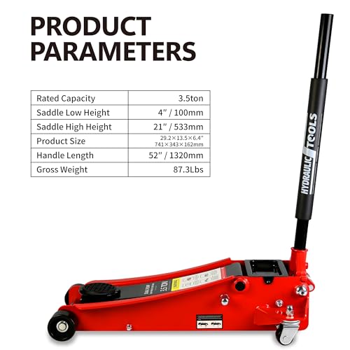 Heavy Duty Hydraulic Floor Jack, Low Profile Steel Racing Jack, 2 Ton Capacity, Blue H1350