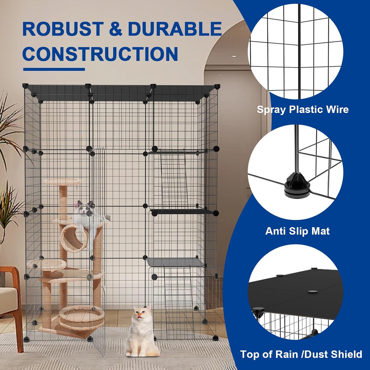 3-Tier Catio Outdoor Cat Enclosure for 1-3 Cats O4501