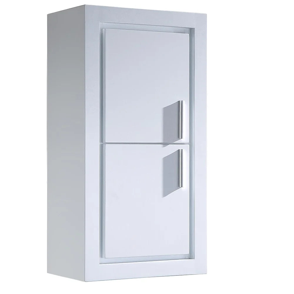 White Bathroom Linen Side Cabinet with 2 Doors Y548977