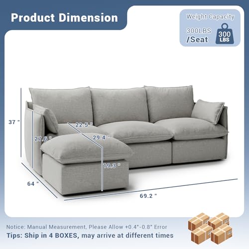 Modular Sectional Sofa, Waterproof Down Filled, Dark Gray C7587