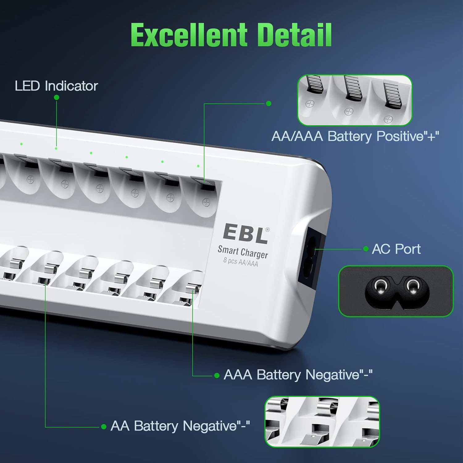Rechargeable AA AAA Batteries with 8-Bay Charger A4350