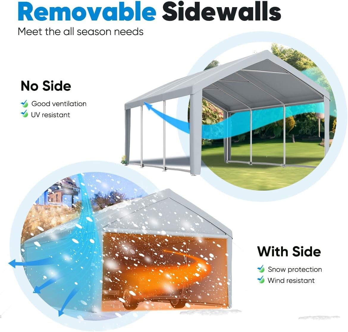 Heavy Duty Carport Galvanized Canopy Outdoor Boat Shelter C392581